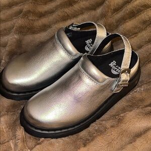Dr. Martens Metallic Silver Slip-On Shoes